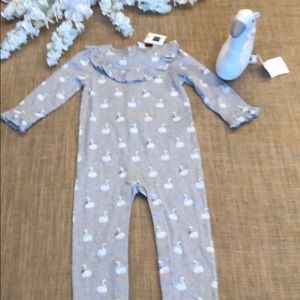 Janie and Jack swan romper with swan plush